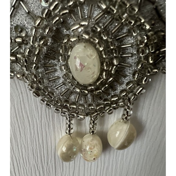 DG2 Diane Gilman Sequin  Bead Embellished White Tunic size S Summer Glam Chic - Picture 7 of 12